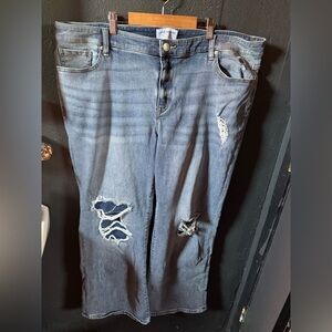 Lane Bryant Distressed Medium Wash Mid Rise Boot Cut Jeans Size 24